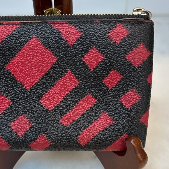 Coach Wild Plaid Saffiano Leather Corner Zip Wristlet - Picture 7 of 16